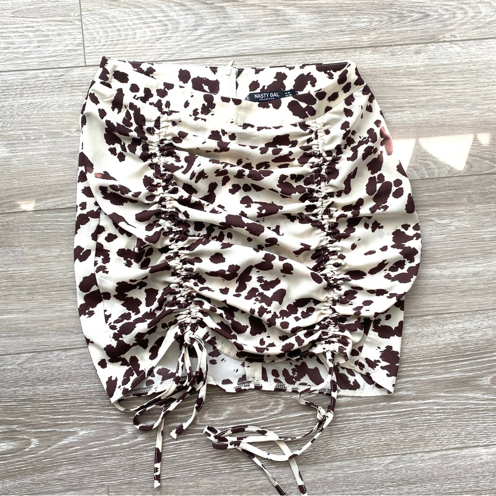Nasty Gal Cow Print Ruched Mini Skirt 🐮